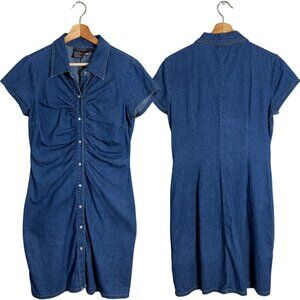 Vintage Rampage Pearl Snap Denim Mini Dress Junior's Size 7 Blue Y2K Chambray